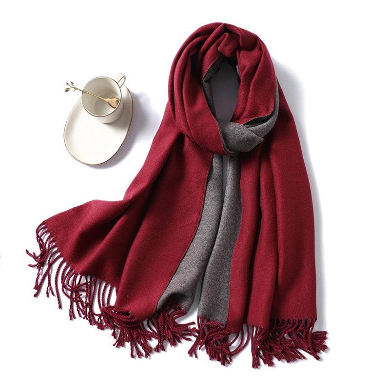 Echarpe bicolore pour femme Bordeaux