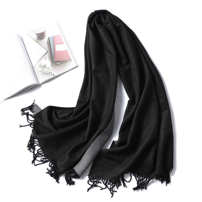 Echarpe bicolore pour femme Noir