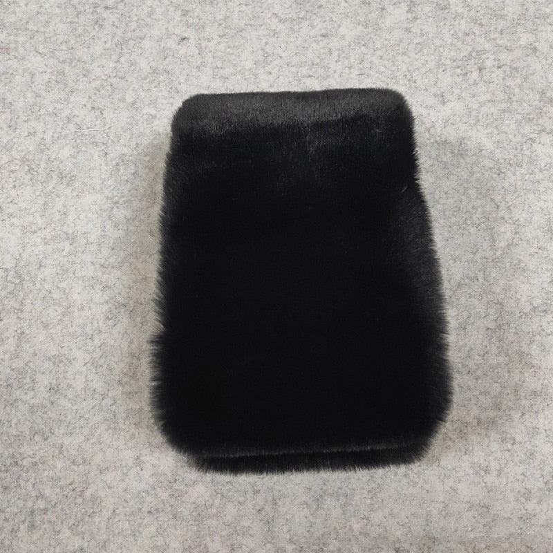 Écharpe Croisée Luxe en Fausse Fourrure Noir