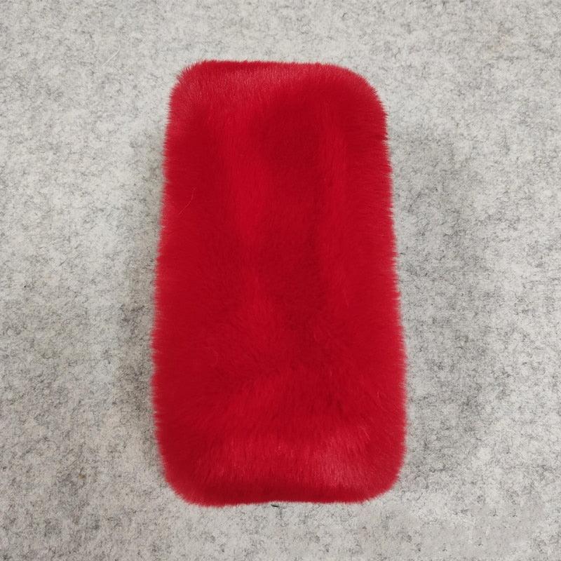 Écharpe Croisée Luxe en Fausse Fourrure Rouge
