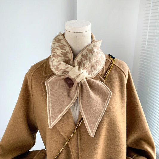 Écharpe croisée pied de poule pour femmes Beige
