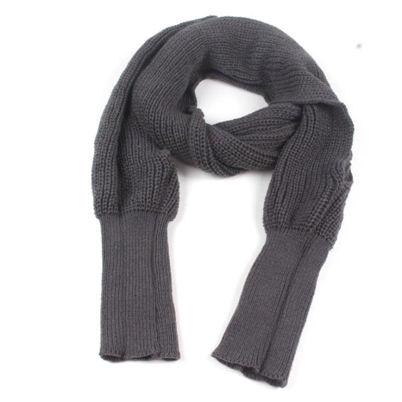 Écharpe de Luxe avec Manches en Laine Gris