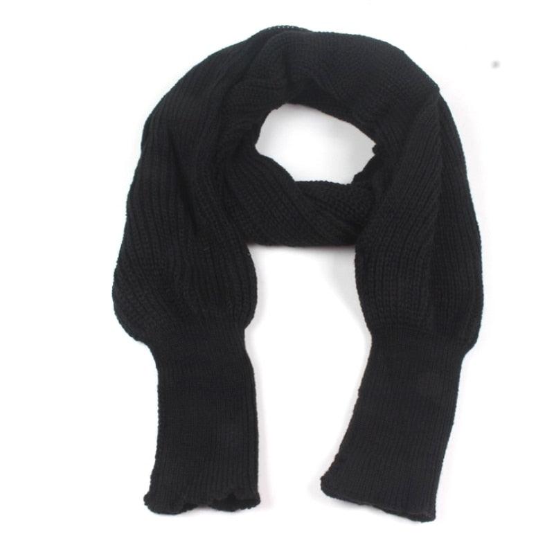 Écharpe de Luxe avec Manches en Laine Noir
