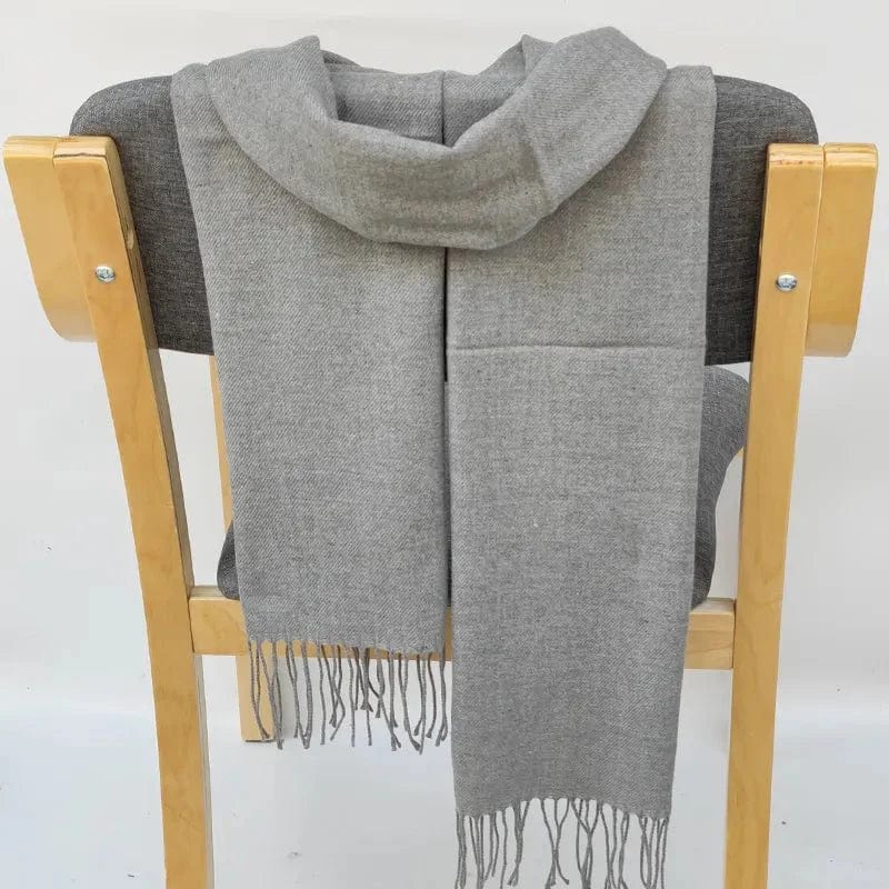Écharpe en cachemire avec franges - Élégance assurée Gris