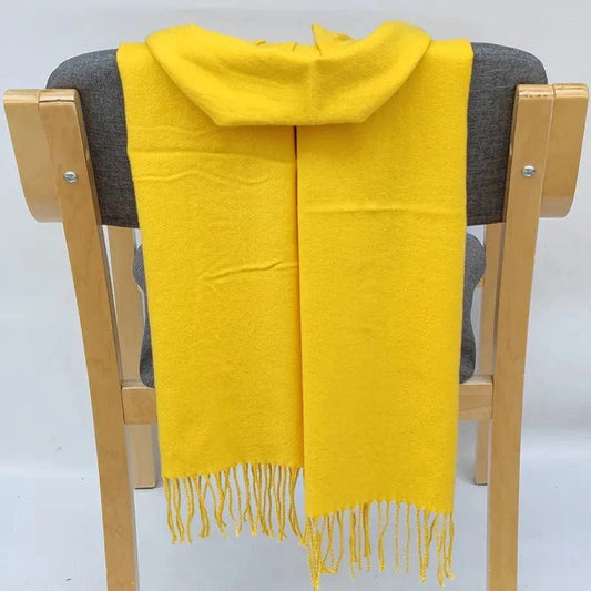 Écharpe en cachemire avec franges - Élégance assurée Jaune