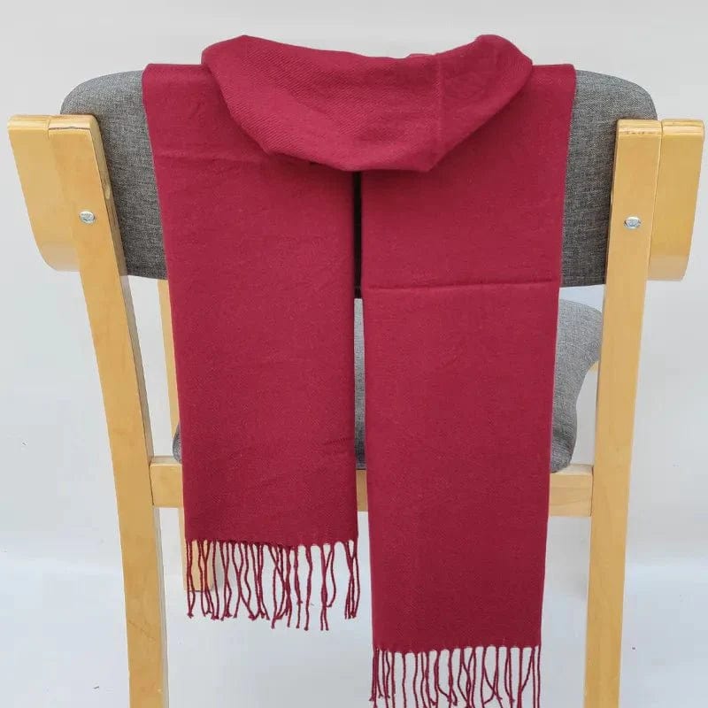 Écharpe en cachemire avec franges - Élégance assurée Rouge