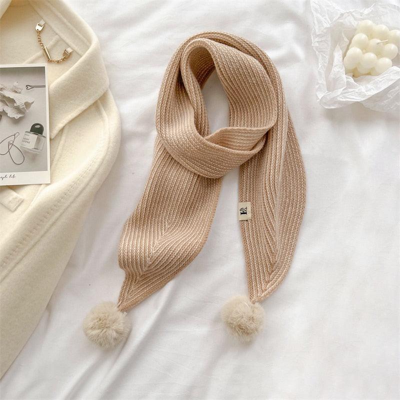 Écharpe en cachemire bicolore avec pompon de luxe Beige
