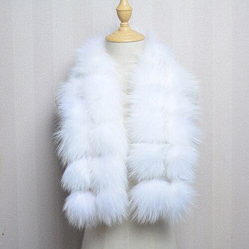 Écharpe en fausse fourrure aux pompons extravagants Blanc