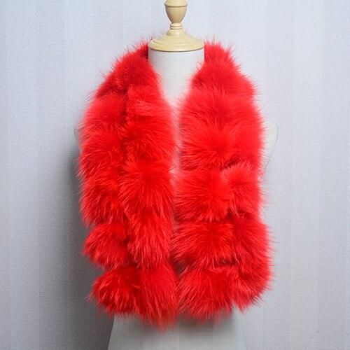 Écharpe en fausse fourrure aux pompons extravagants Rouge