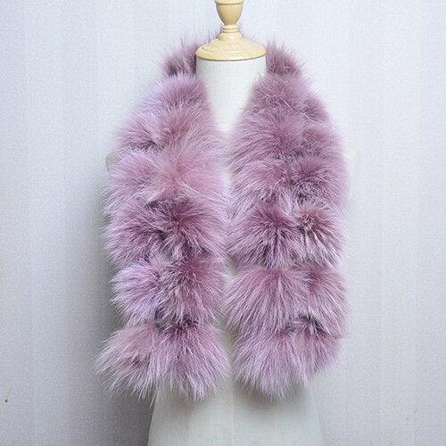 Écharpe en fausse fourrure aux pompons extravagants Violet