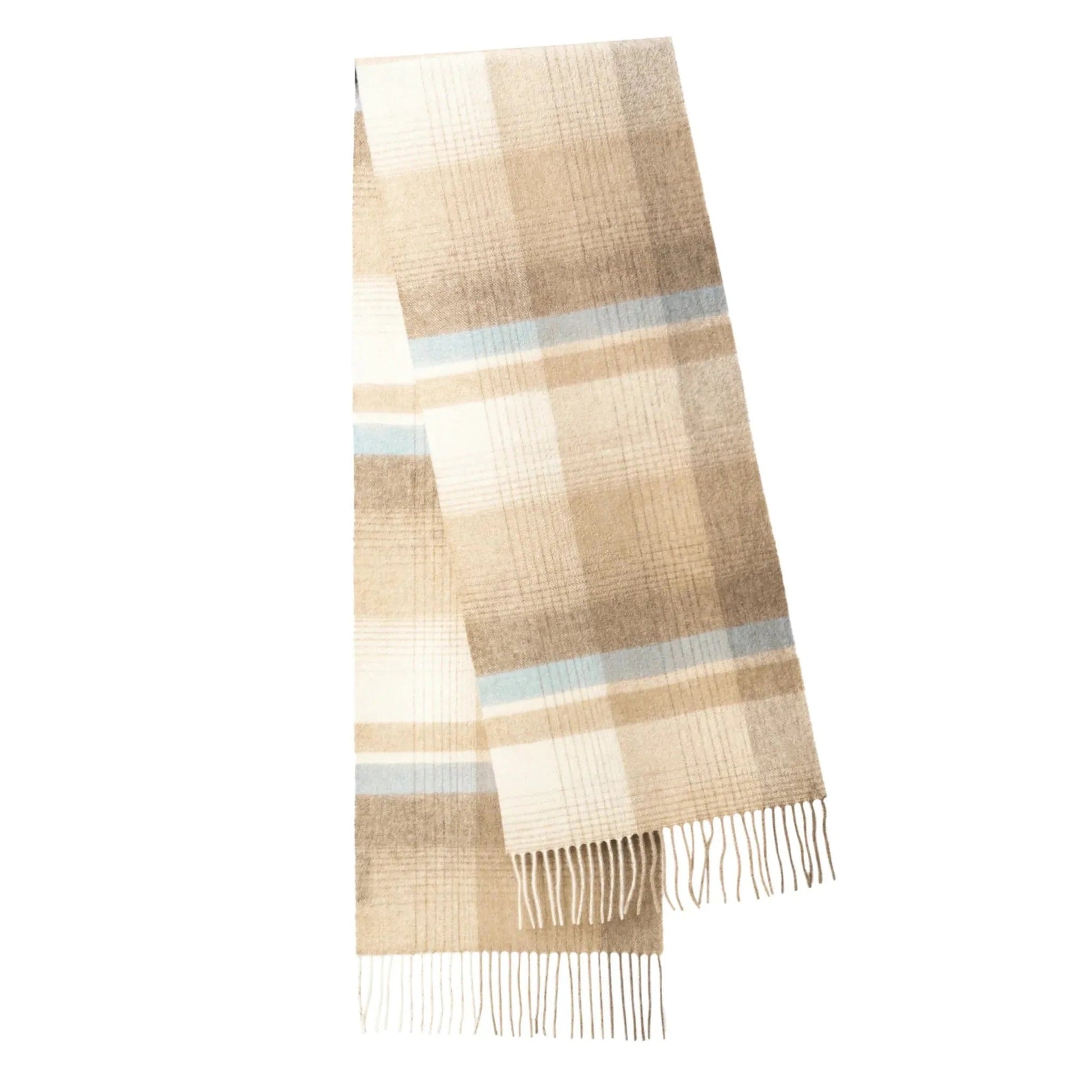 Écharpe en laine à carreaux avec touche de couleur Beige