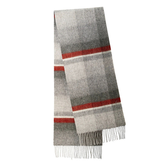 Écharpe en laine à carreaux avec touche de couleur Gris
