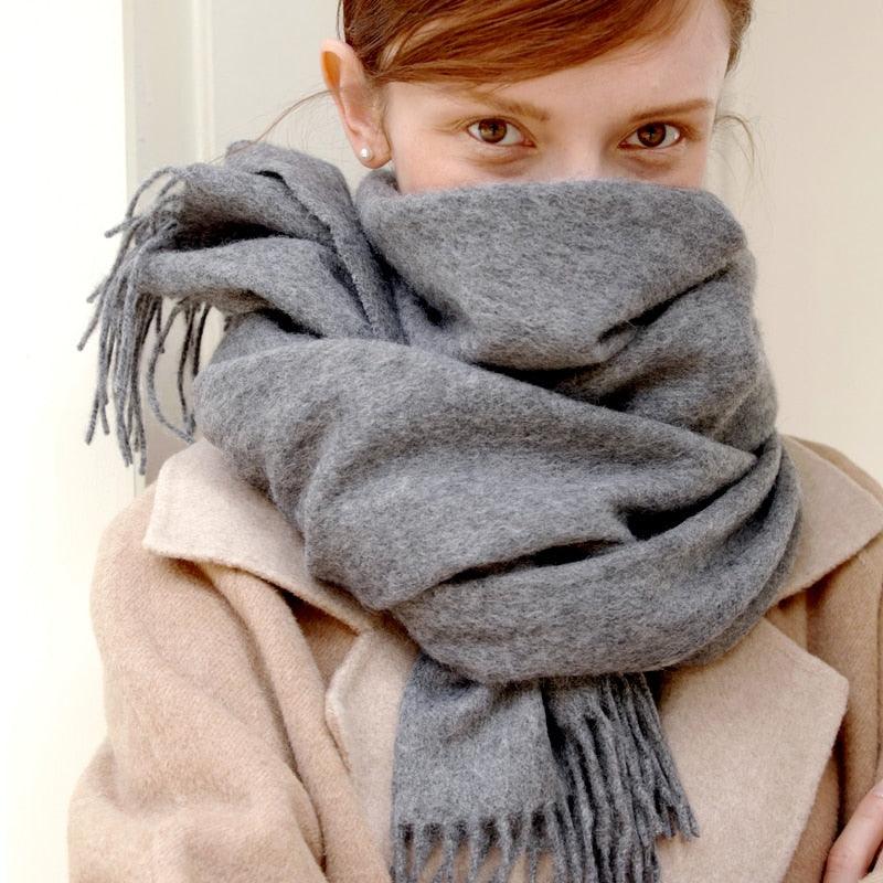 Écharpe en laine - Collection Ton Beige/Gris/Noir Gris Foncé