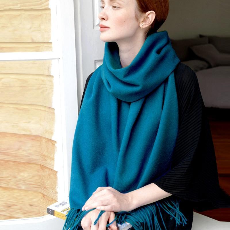 Écharpe en laine - Nuance Bleu/Vert Bleu