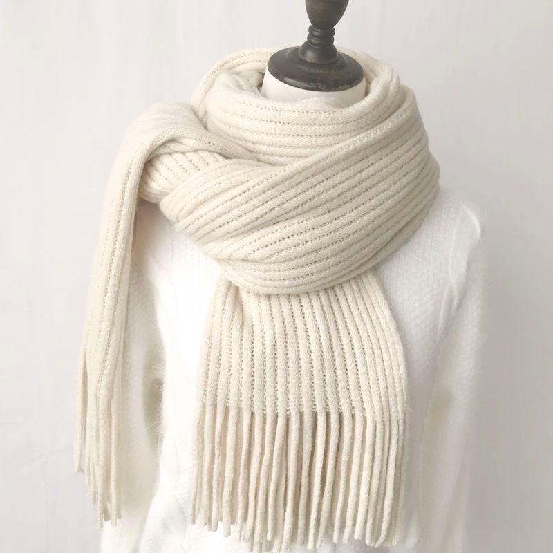Écharpe en laine unie avec franges - Collection Cozy Chic Beige
