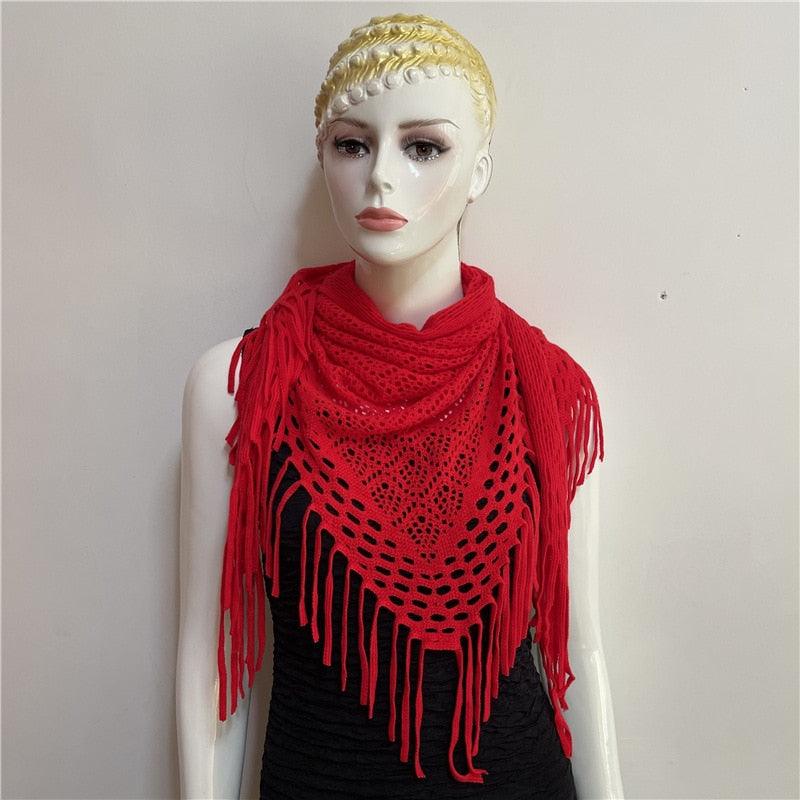 Écharpe frangée Western Chic Rouge