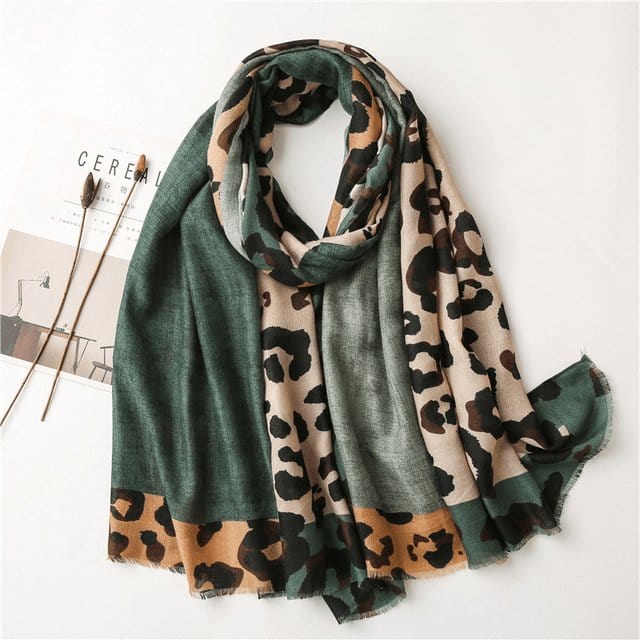 Écharpe Léopard Femme Glamour Vert