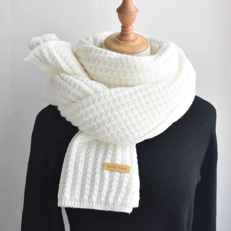 Écharpe longue et chaude en acrylique de qualité supérieure Blanc