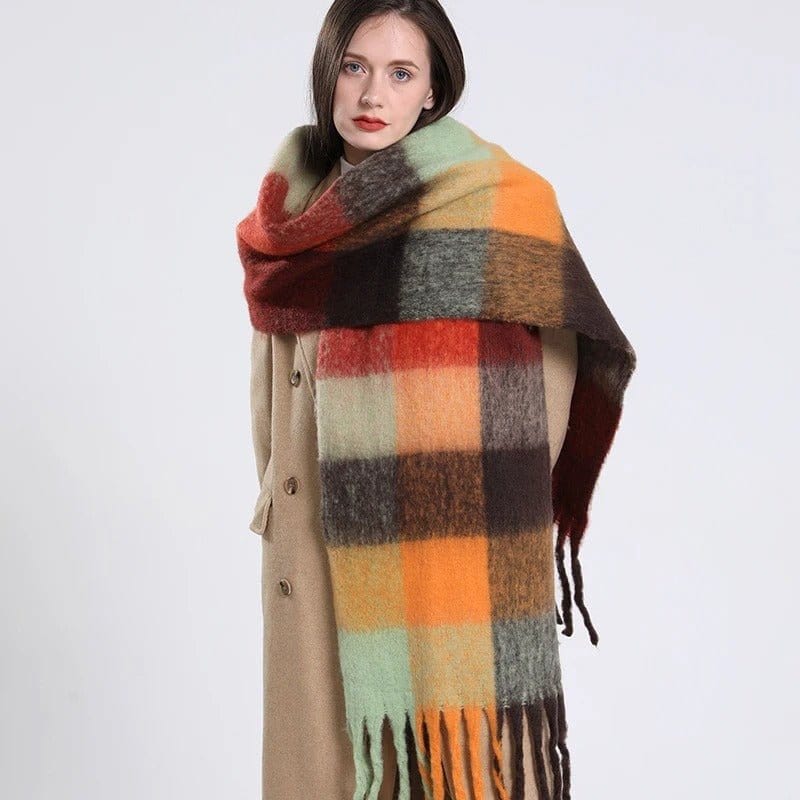 Écharpe Plaid Cosy en Couleurs Vibrantes