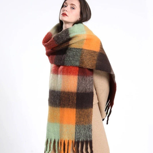 Écharpe Plaid Cosy en Couleurs Vibrantes