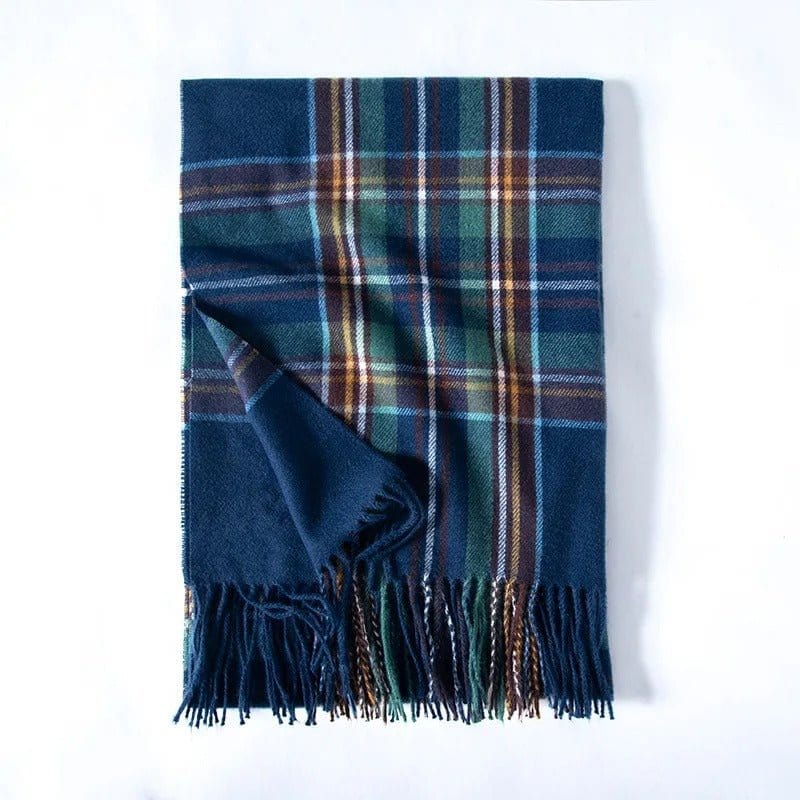 Écharpe Tartan - Style Intemporel et Chaud Bleu