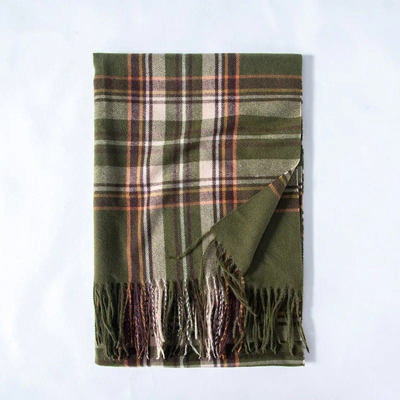 Écharpe Tartan - Style Intemporel et Chaud Vert