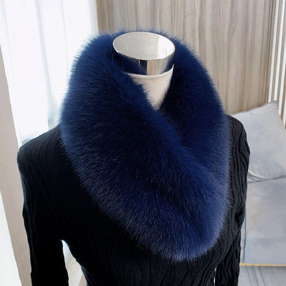 Écharpe tour de cou en fausse fourrure chic Bleu