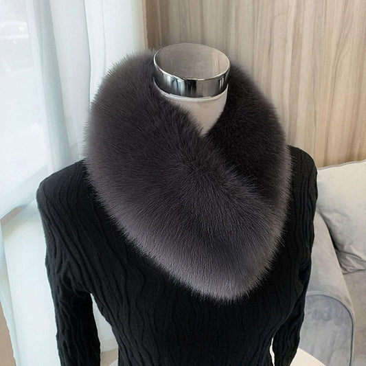 Écharpe tour de cou en fausse fourrure chic Gris foncé