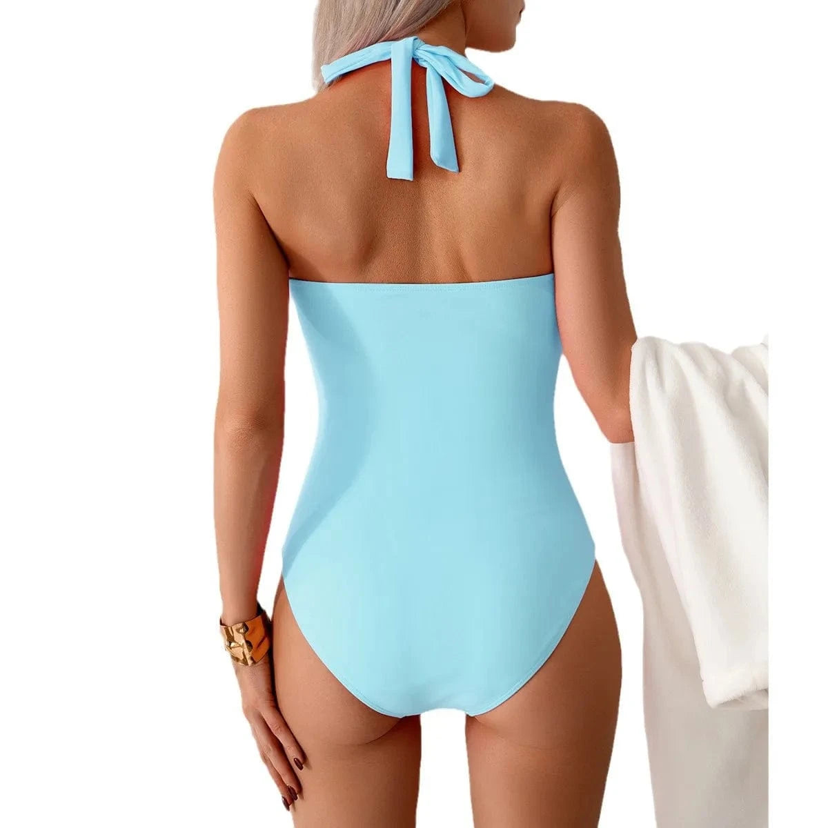 Élégance Kaki: Maillot Bain Une Pièce Décolleté V avec Effet Amincissant