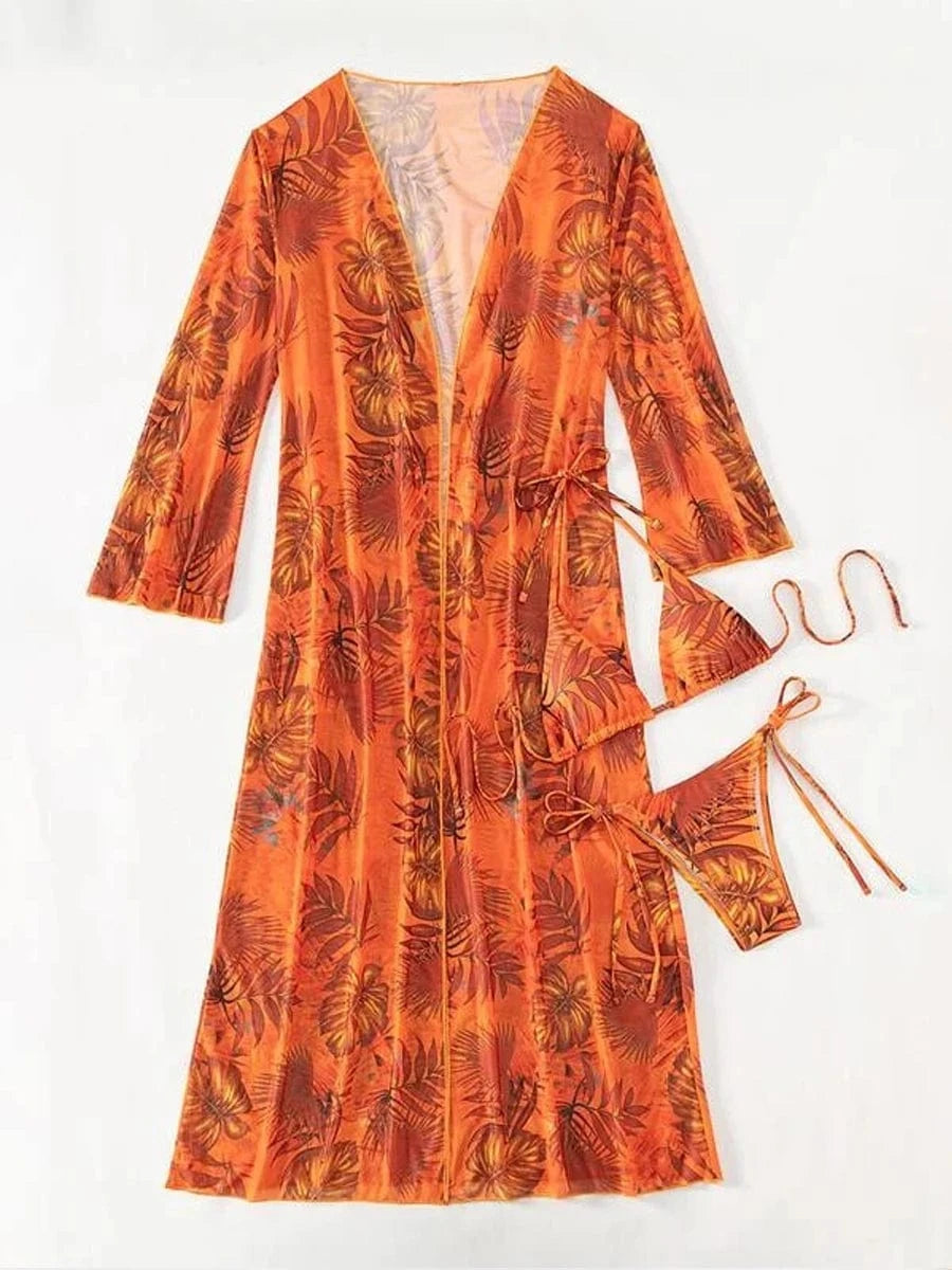 Ensemble Maillot De Bain Unique : Bikini Élégant avec Robe de Bain Chic pour Femme