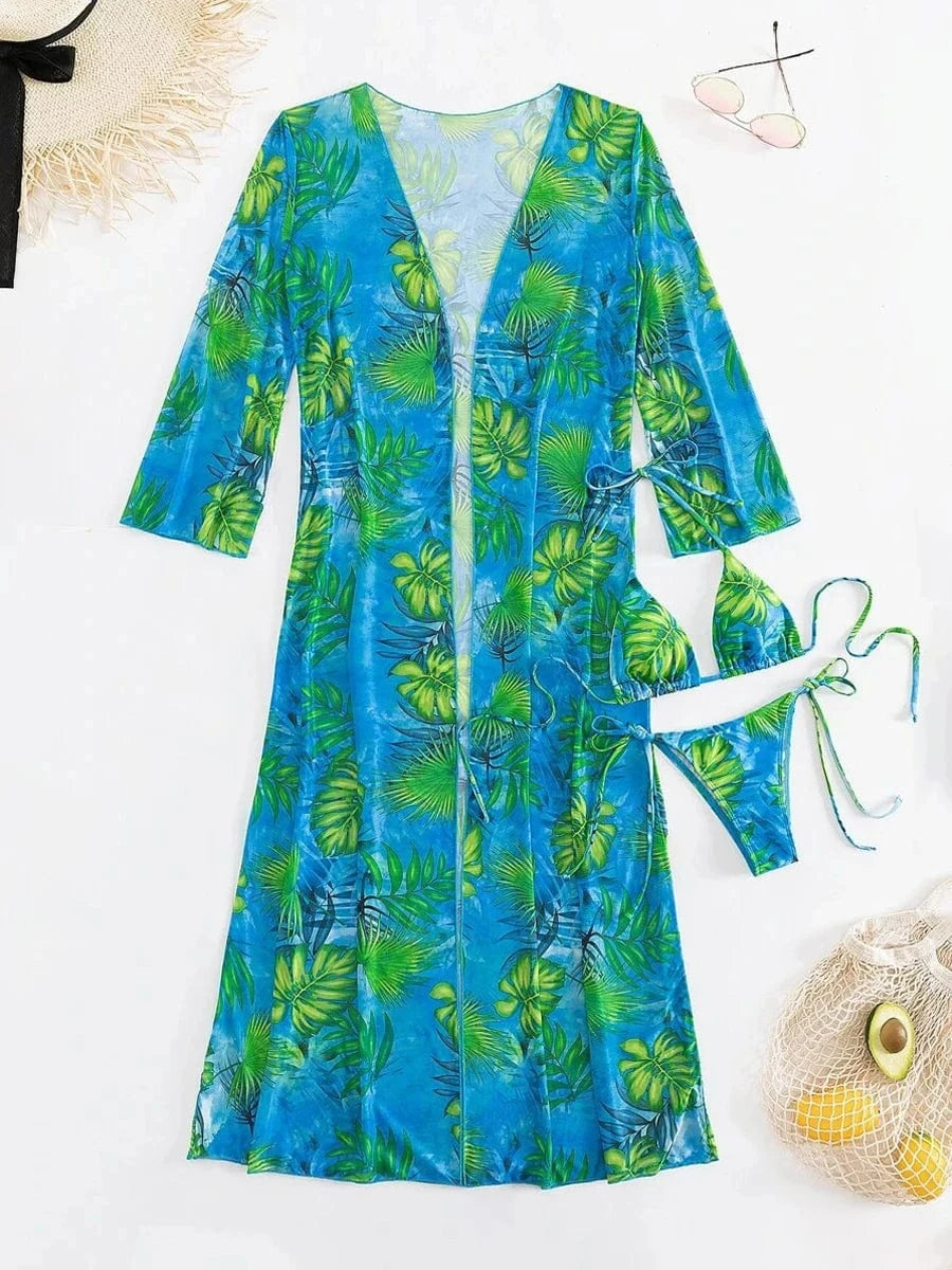 Ensemble Maillot De Bain Unique : Bikini Élégant avec Robe de Bain Chic pour Femme