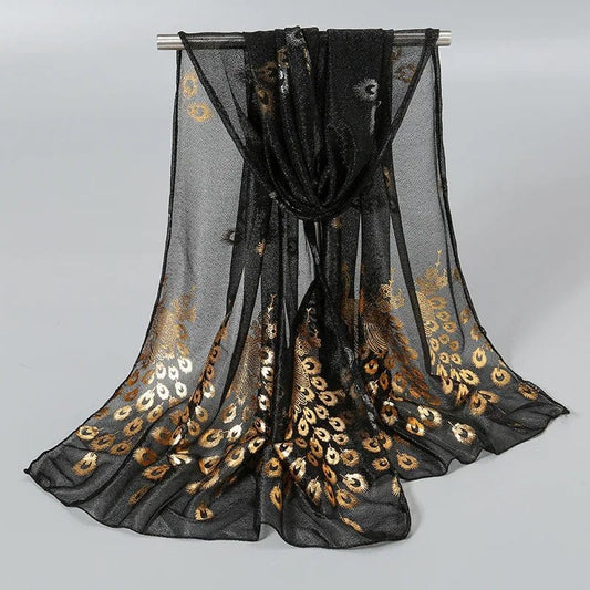 Étole Dorée Luxueuse et Raffinée Noir
