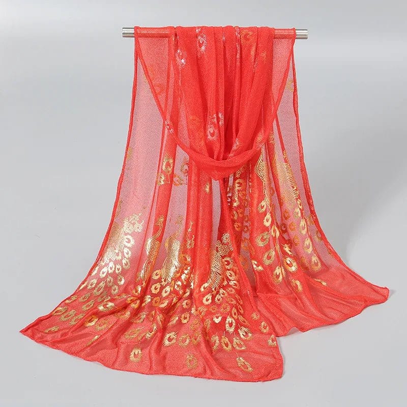 Étole Dorée Luxueuse et Raffinée Rouge
