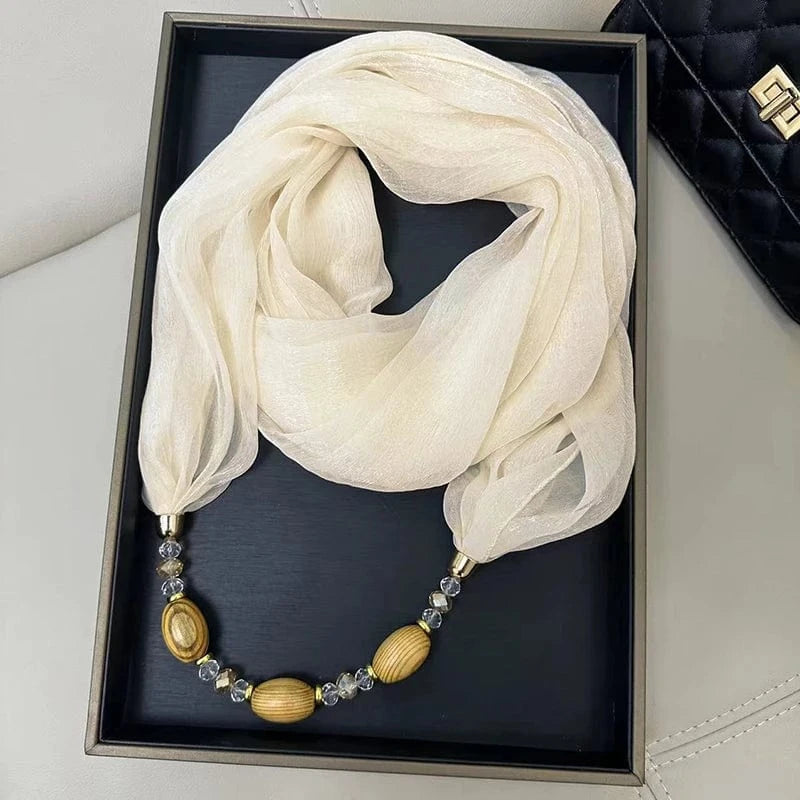 Foulard Bijou avec Collier Intégré Beige