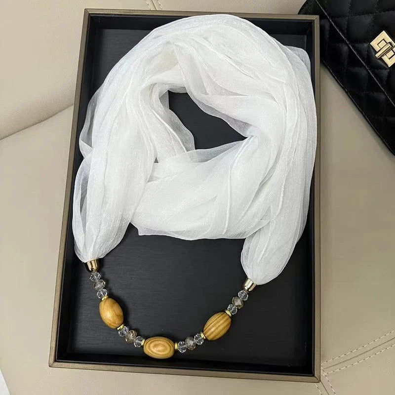Foulard Bijou avec Collier Intégré Blanc