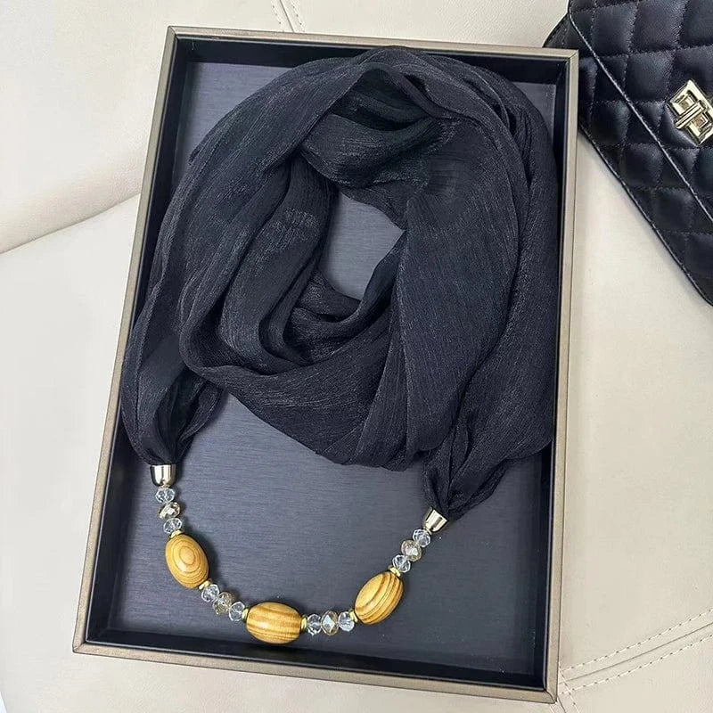 Foulard Bijou avec Collier Intégré Noir