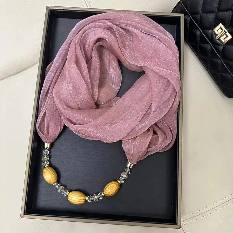 Foulard Bijou avec Collier Intégré Rose