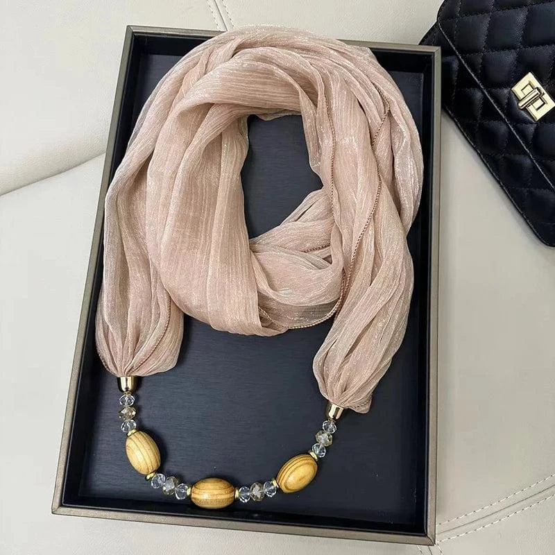 Foulard Bijou avec Collier Intégré Rose Clair