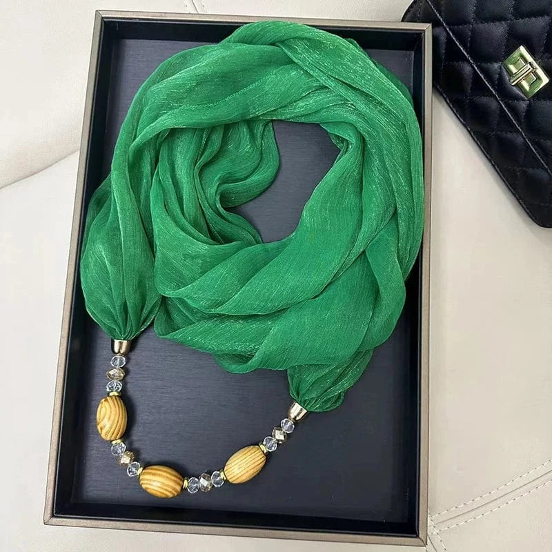 Foulard Bijou avec Collier Intégré Vert