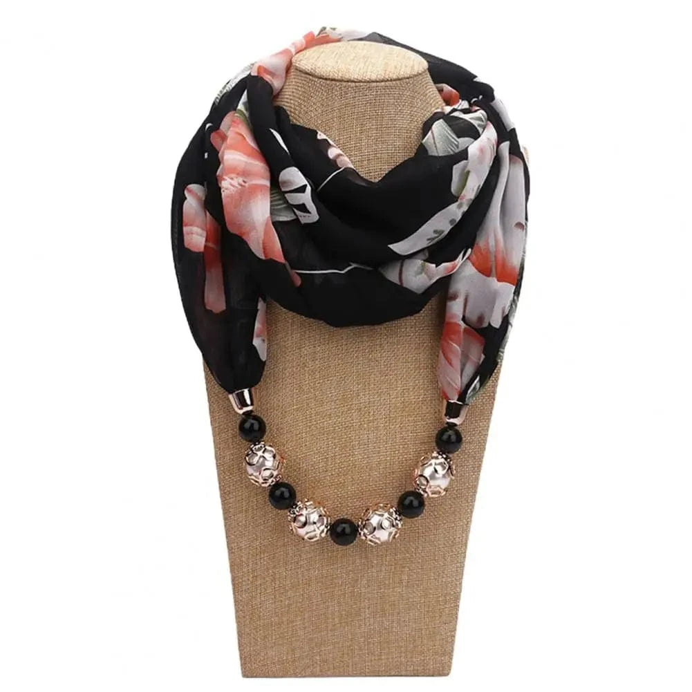 Foulard Bijou Collier Fantaisie – Écharpe légère avec collier intégré