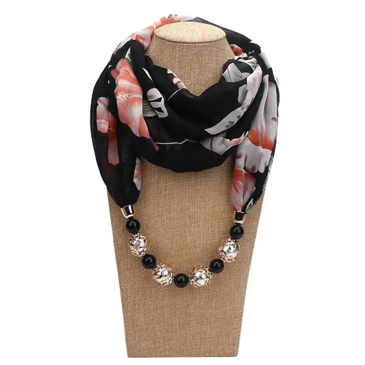 Foulard Bijou Collier Fantaisie – Écharpe légère avec collier intégré
