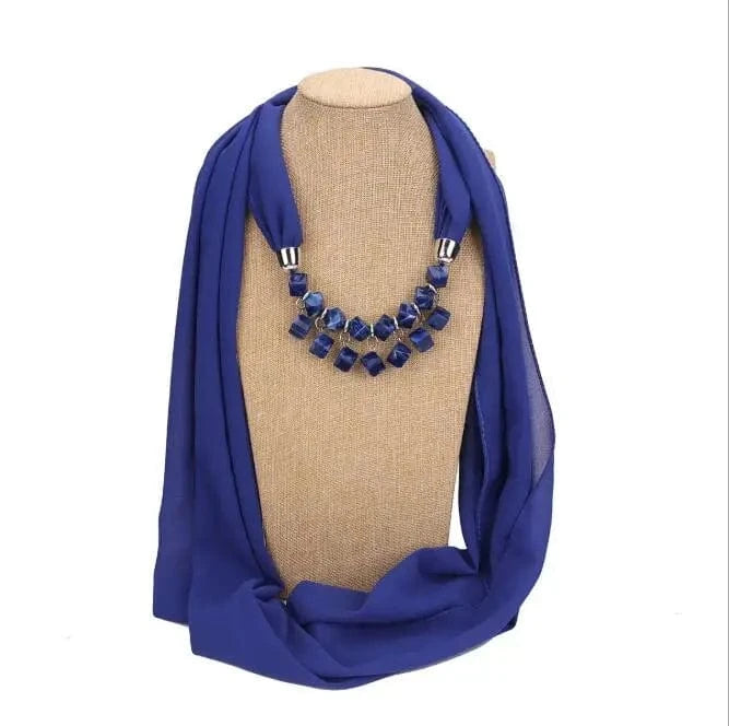 Foulard Bijou Collier Intégré Bleu