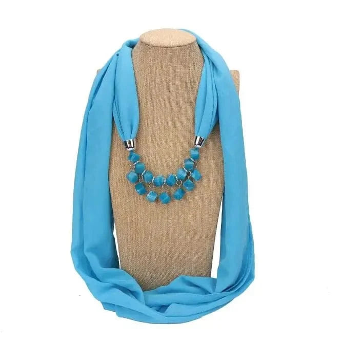 Foulard Bijou Collier Intégré Bleu Clair