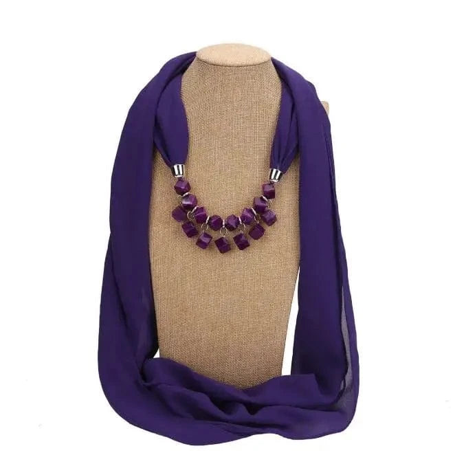 Foulard Bijou Collier Intégré Bleu Foncé