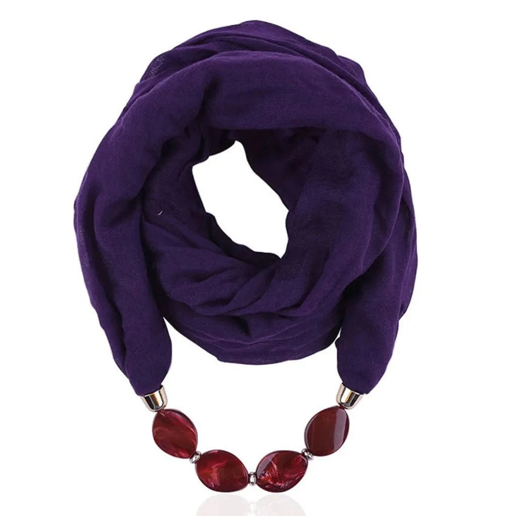Foulard Bijou Collier Intégré — Écharpe enveloppante avec perles