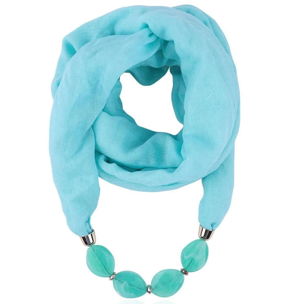 Foulard Bijou Collier Intégré — Écharpe enveloppante avec perles