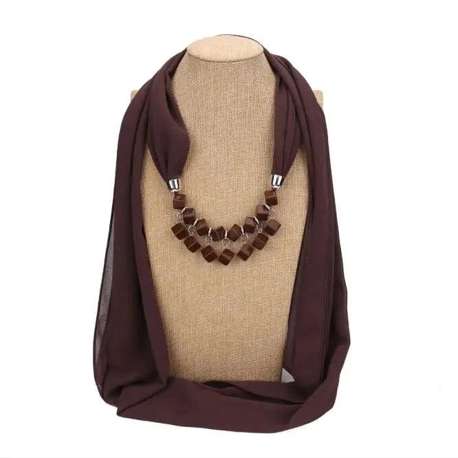 Foulard Bijou Collier Intégré Marron