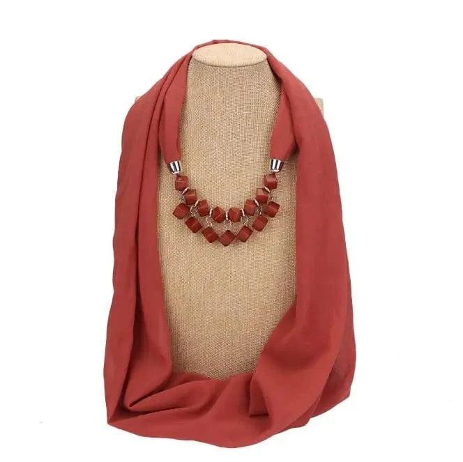 Foulard Bijou Collier Intégré Marron Clair