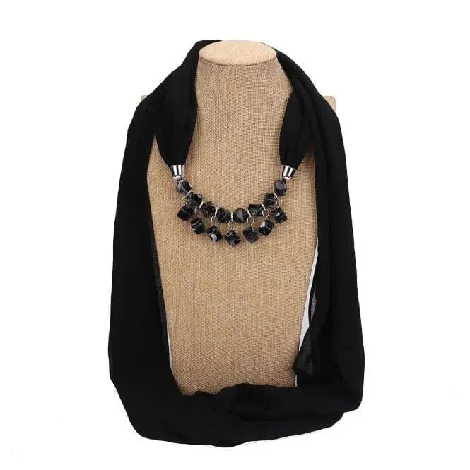 Foulard Bijou Collier Intégré Noir