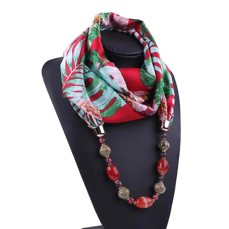 Foulard Bijou Collier Intégré Perles - Écharpe avec collier intégré et perles variées 4